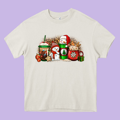 Christmas Snow Coffee Cups Heavy Core Tee Designed By Jasminsmagicworld