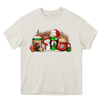 Cream Christmas snow coffee cups Heavy Core Tee - Jasminsmagicworld