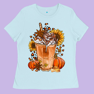 Pumpkin Spice Ice Latte Ladies Tee Designed By Jasminsmagicworld