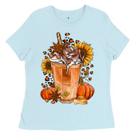 Baby Blue pumpkin spice ice latte Ladies Tee - Jasminsmagicworld