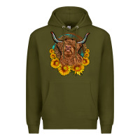 Army Green cow sunflower leopard Premium Hoodie - OliviaCreatesArt