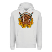 Dove Grey cow sunflower leopard Premium Hoodie - OliviaCreatesArt