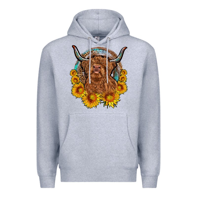 Cow Sunflower Leopard Premium Hoodie by OliviaCreatesArt | Teevron