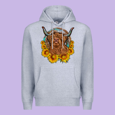 Cow Sunflower Leopard Premium Hoodie Designed By Oliviacreatesart