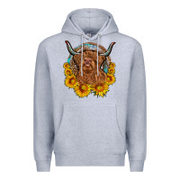 Heather Grey cow sunflower leopard Premium Hoodie - OliviaCreatesArt