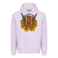Lilac cow sunflower leopard Premium Hoodie - OliviaCreatesArt