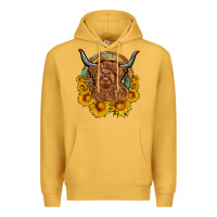 Mustard cow sunflower leopard Premium Hoodie - OliviaCreatesArt