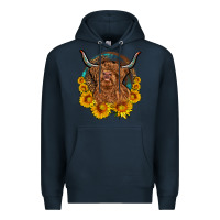 Navy cow sunflower leopard Premium Hoodie - OliviaCreatesArt