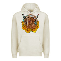 Oatmeal Heather cow sunflower leopard Premium Hoodie - OliviaCreatesArt