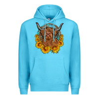 Ocean Blue cow sunflower leopard Premium Hoodie - OliviaCreatesArt