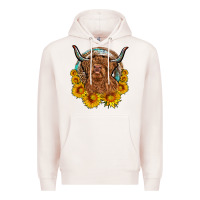 Pale Pink cow sunflower leopard Premium Hoodie - OliviaCreatesArt
