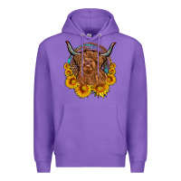 Purple cow sunflower leopard Premium Hoodie - OliviaCreatesArt