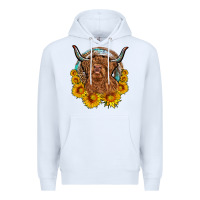 White cow sunflower leopard Premium Hoodie - OliviaCreatesArt