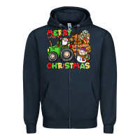 Navy merry christmas crew tractor Zipper Hoodie - CowGirlArtShop