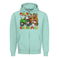 Seafoam merry christmas crew tractor Zipper Hoodie - CowGirlArtShop