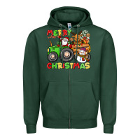 Sports Green merry christmas crew tractor Zipper Hoodie - CowGirlArtShop