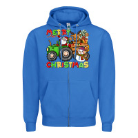 True Royal merry christmas crew tractor Zipper Hoodie - CowGirlArtShop