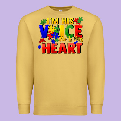 I'm His Voice He Is My Heart Premium Sweatshirt Designed By Fadigitalartstudio