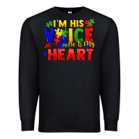 Black I'm his voice he is my heart Premium Sweatshirt - FaDigitalArtStudio