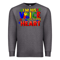 Charcoal Heather I'm his voice he is my heart Premium Sweatshirt - FaDigitalArtStudio