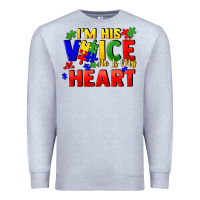 Heather Grey I'm his voice he is my heart Premium Sweatshirt - FaDigitalArtStudio