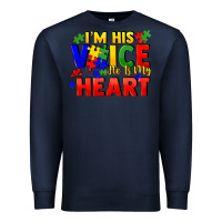 Navy I'm his voice he is my heart Premium Sweatshirt - FaDigitalArtStudio