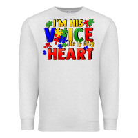 Oatmeal Heather I'm his voice he is my heart Premium Sweatshirt - FaDigitalArtStudio