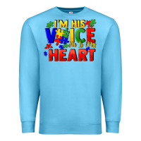 Ocean Blue I'm his voice he is my heart Premium Sweatshirt - FaDigitalArtStudio