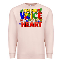 Pale Pink I'm his voice he is my heart Premium Sweatshirt - FaDigitalArtStudio