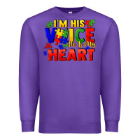 Purple I'm his voice he is my heart Premium Sweatshirt - FaDigitalArtStudio