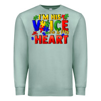 Seafoam I'm his voice he is my heart Premium Sweatshirt - FaDigitalArtStudio