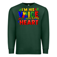 Sports Green I'm his voice he is my heart Premium Sweatshirt - FaDigitalArtStudio