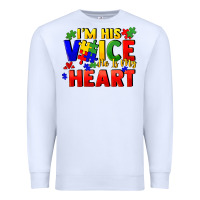 White I'm his voice he is my heart Premium Sweatshirt - FaDigitalArtStudio