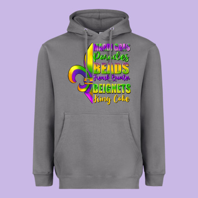 Mardi Gras Parades Beads Heavyweight Hoodie Designed By Fadigitalartstudio