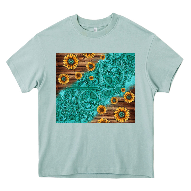 Tooled Leather And Sunflowers Heavy Core Tee by Jasminsmagicworld | Teevron