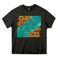 Asphalt Tooled Leather And Sunflowers Heavy Core Tee - Jasminsmagicworld