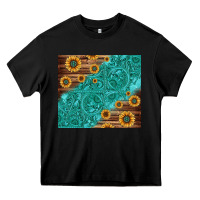 Black Tooled Leather And Sunflowers Heavy Core Tee - Jasminsmagicworld