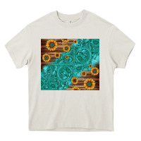 Cream Tooled Leather And Sunflowers Heavy Core Tee - Jasminsmagicworld