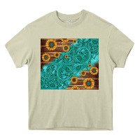 Mossy Tooled Leather And Sunflowers Heavy Core Tee - Jasminsmagicworld