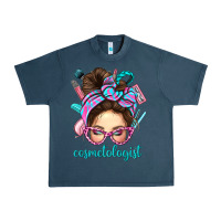 Midnight Navy Messy Bun Cosmetologist Bbs Urban Heavy Tee - BundleAndBundleShop