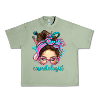 Oil Green Messy Bun Cosmetologist Bbs Urban Heavy Tee - BundleAndBundleShop
