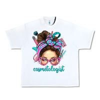 White Messy Bun Cosmetologist Bbs Urban Heavy Tee - BundleAndBundleShop