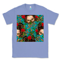 Colony Blue Messy Bun Mom And Cross With Leopard Patterns Classic Tee - BundleAndBundleShop