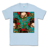Dusty Blue Messy Bun Mom And Cross With Leopard Patterns Classic Tee - BundleAndBundleShop