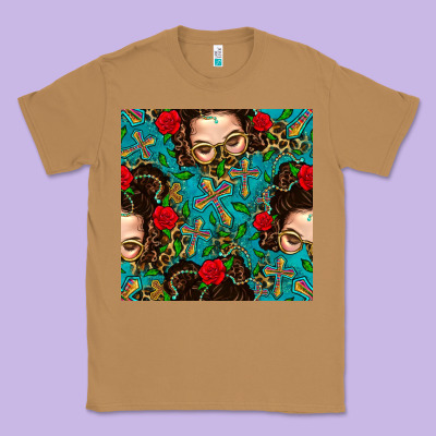 Messy Bun Mom And Cross With Leopard Patterns Classic Tee Designed By Bundleandbundleshop