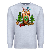 Heather Grey camping cold drink frappe Premium Sweatshirt - FaDigitalArtStudio
