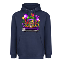 Navy mardi gras farm truck back view Heavyweight Hoodie - FaDigitalArtStudio