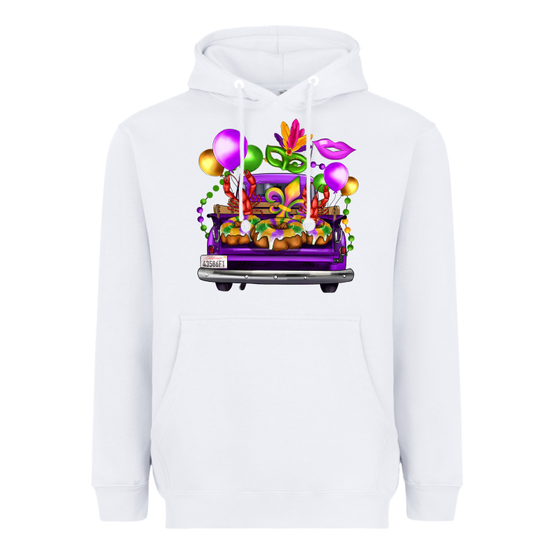 Mardi Gras Farm Truck Back View Heavyweight Hoodie by FaDigitalArtStudio | Teevron