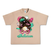 Burro Esthetician Messy Bun With Pink Leopard Glasses Bbs Urban Heavy Tee - BundleAndBundleShop