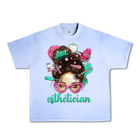 Grape Ice Esthetician Messy Bun With Pink Leopard Glasses Bbs Urban Heavy Tee - BundleAndBundleShop